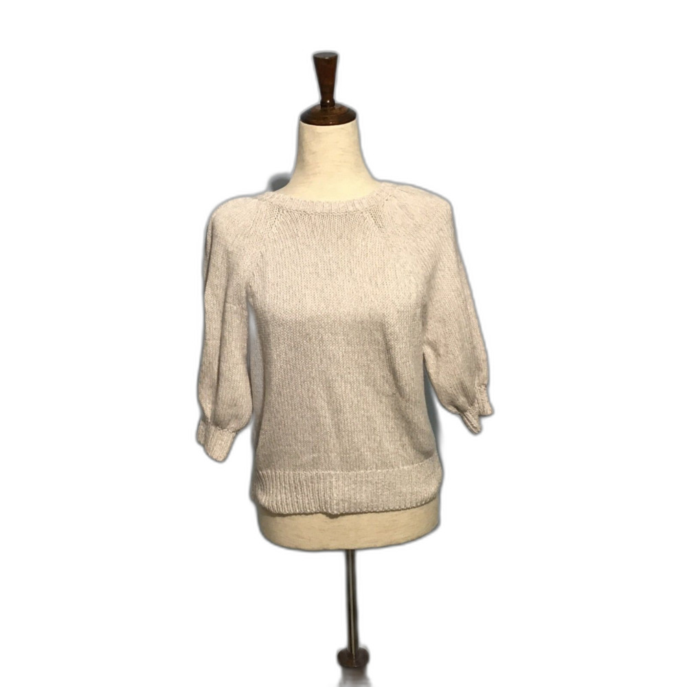 Ann Taylor Cream Boat Neck Ribbed Sweater XS Cotton Blend
